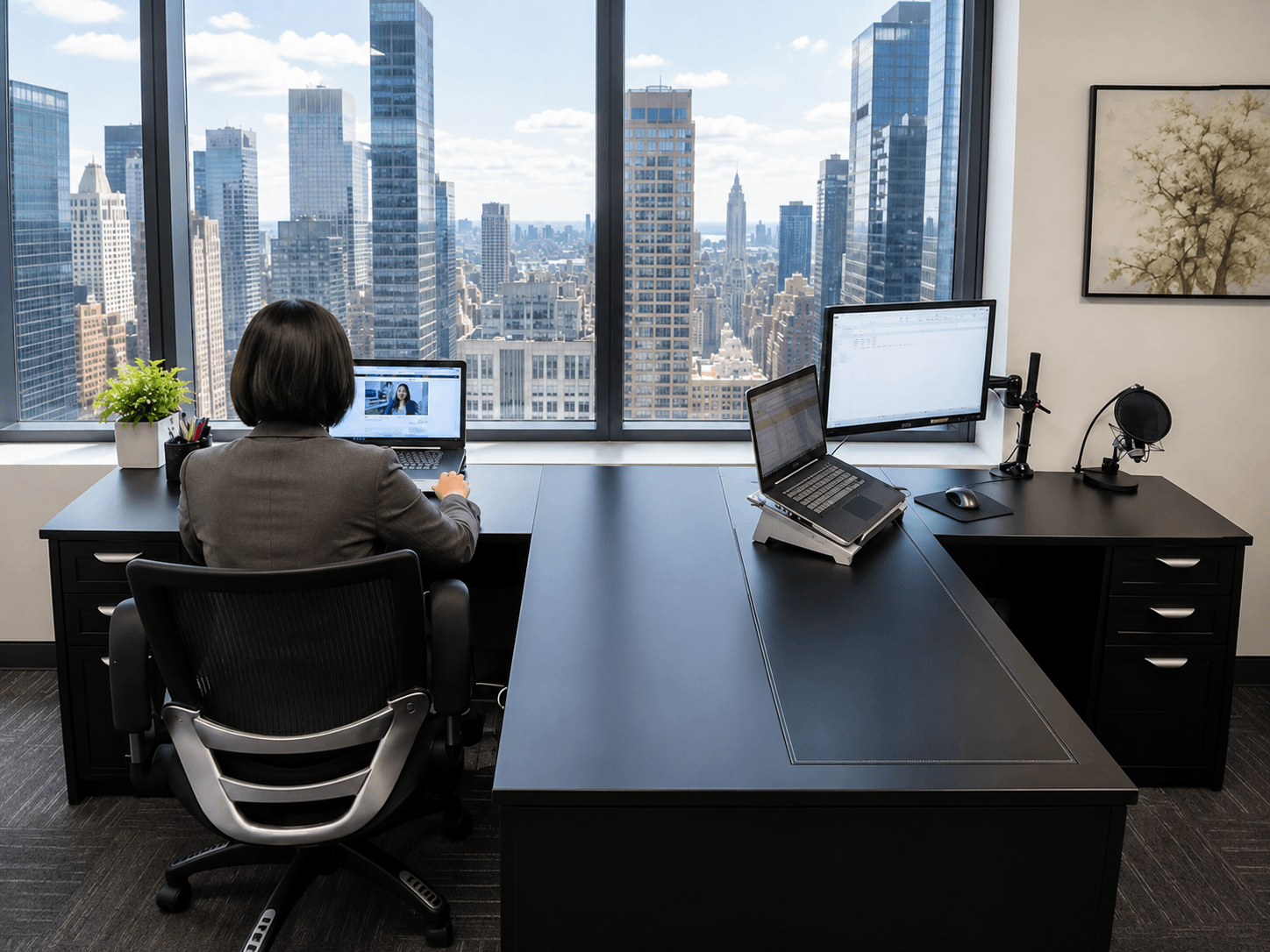 Lawyer discussing prenuptial agreement documents in modern office